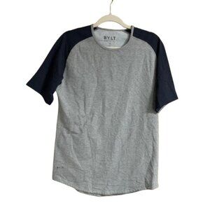 BYLT Drop Cut Lux Short Sleeve Men’s Medium Performance Gray Navy T-Shirt EUC